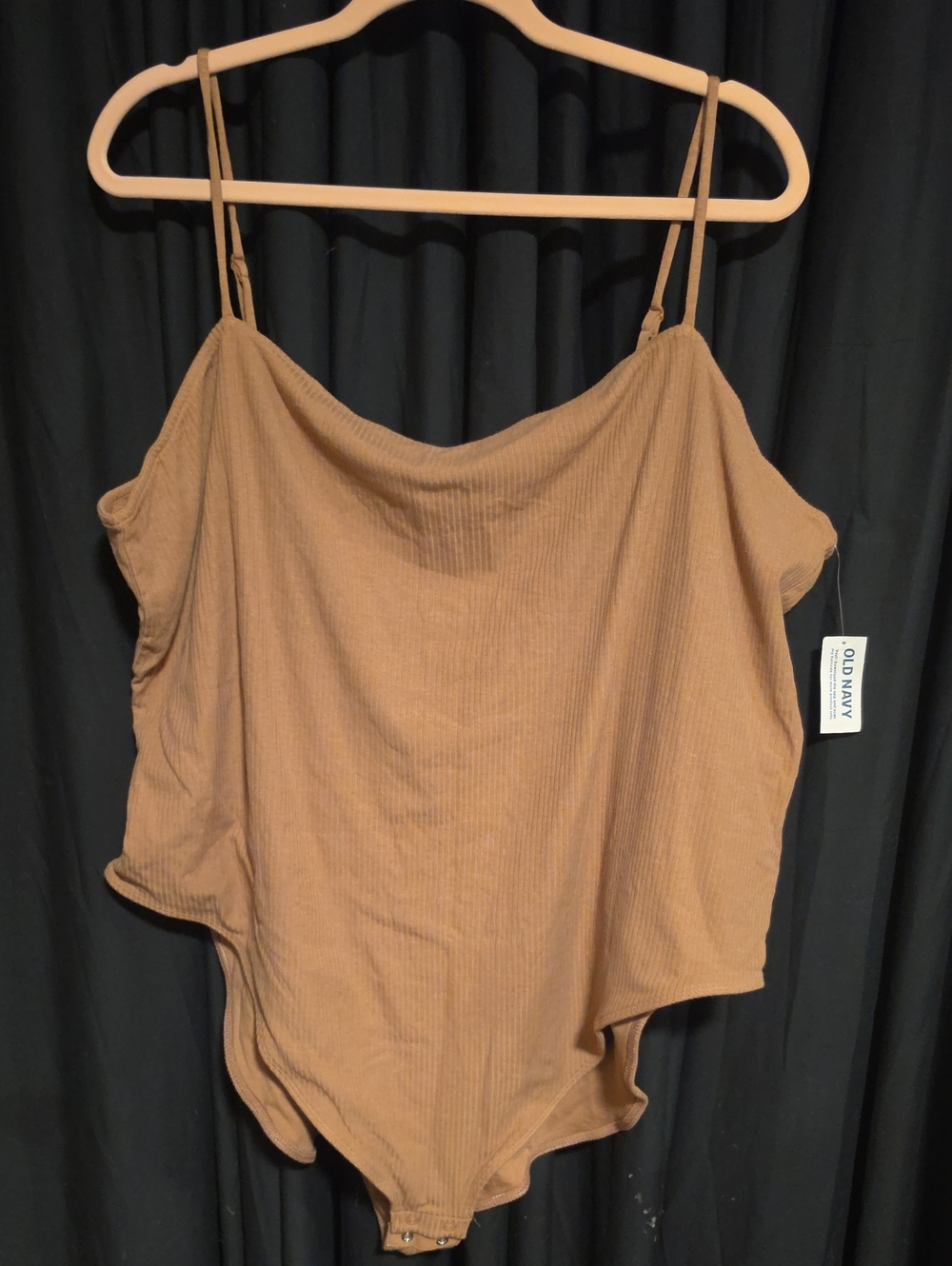Old Navy Ribbed Tan/Camel Bodysuit with Spaghetti Straps